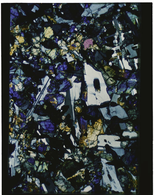 Color Thin Section photograph of Apollo 12 Sample(s) 12063,6 using cross nichols light.