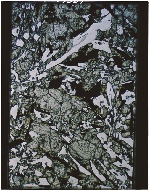 Color Thin Section photograph of Apollo 12 Sample(s) 12063,16 using transmitted light.