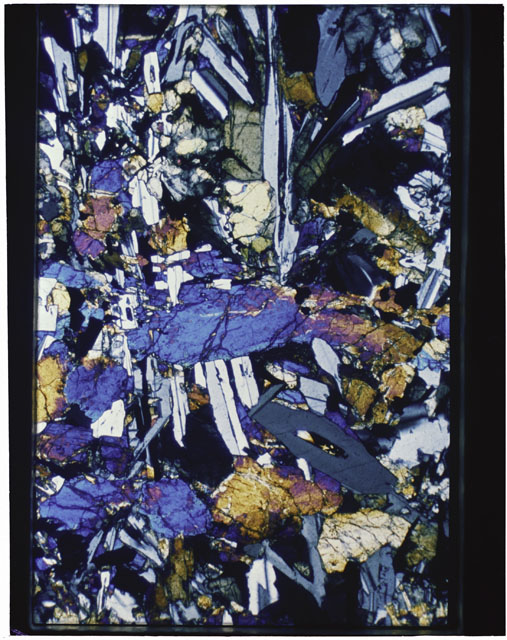 Color Thin Section photograph of Apollo 12 Sample(s) 12063,19 using cross nichols light.