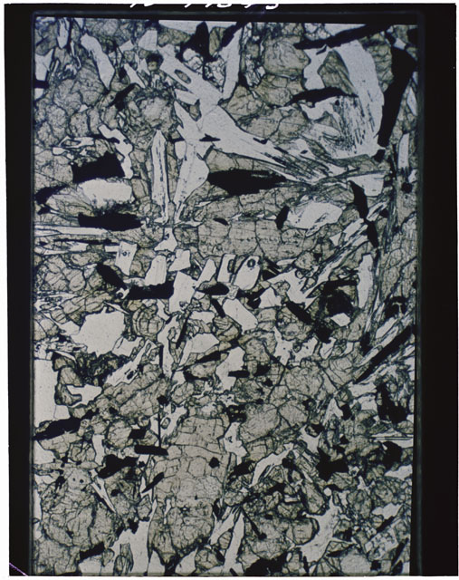Color Thin Section photograph of Apollo 12 Sample(s) 12063,20 using transmitted light.