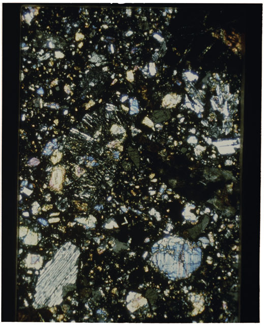 Color Thin Section photograph of Apollo 12 Sample(s) 12010,5 using cross nichols light.