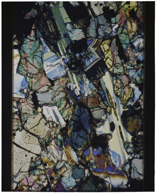 Color Thin Section photograph of Apollo 12 Sample(s) 12040,46 using cross nichols light.