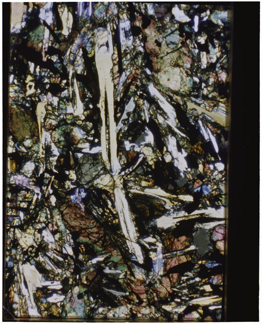 Color Thin Section photograph of Apollo 12 Sample(s) 12063,110 using cross nichols light.