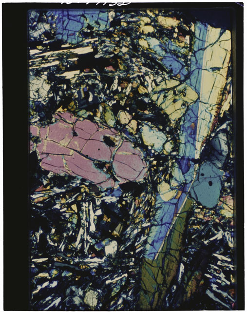 Color Thin Section photograph of Apollo 12 Sample(s) 12075,24 using cross nichols light.