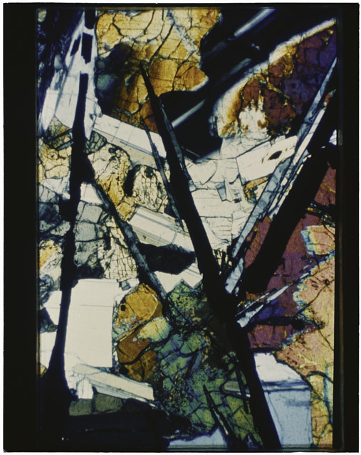 Color Thin Section photograph of Apollo 12 Sample(s) 12039,3 using cross nichols light.