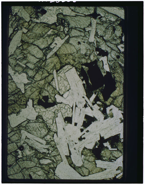Color Thin Section photograph of Apollo 14 Sample(s) 14053,5 using transmitted light.