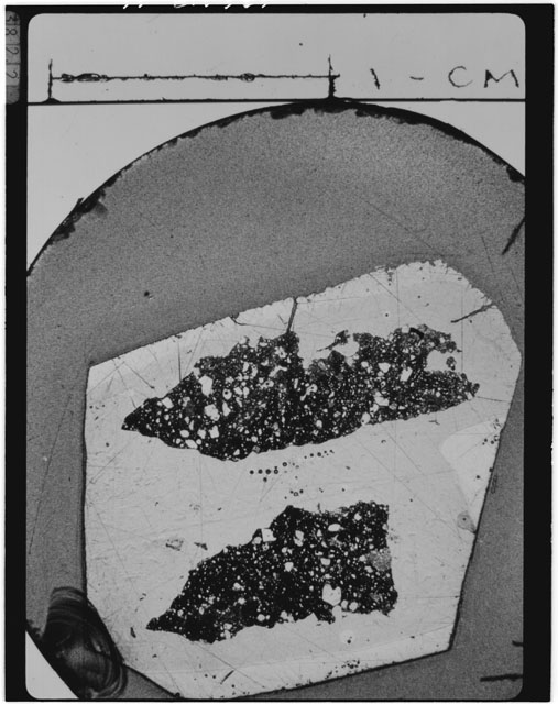 Black and white Thin Section photograph of Apollo 14 Sample(s) 14308,11.