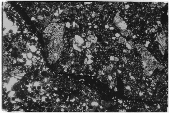 Black and white Thin Section photograph of Apollo 14 Sample(s) 14307,3.