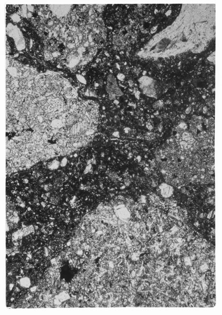 Black and white Thin Section photograph of Apollo 14 Sample(s) 14301,13 using transmitted light.