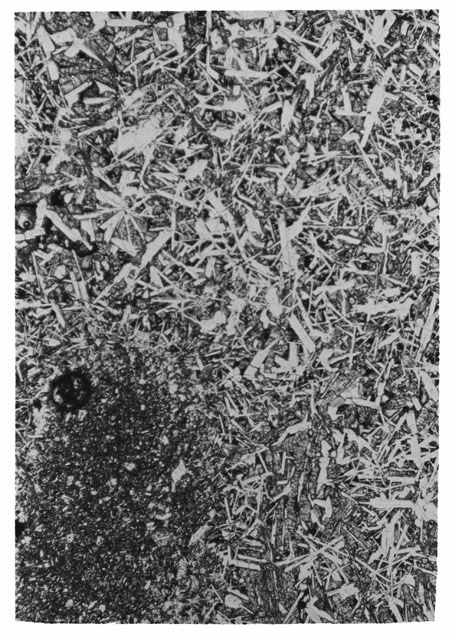Black and white Thin Section photograph of Apollo 14 Sample(s) 14310,15 using cross nichols light.