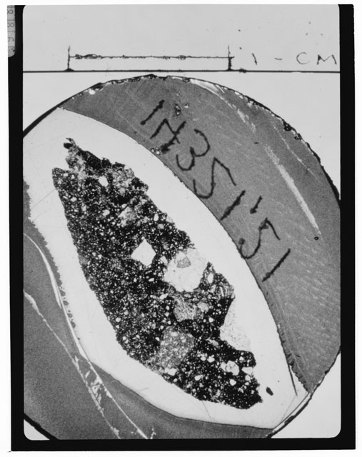 Black and White Thin Section Photo of Apollo 14 Sample 14321,21