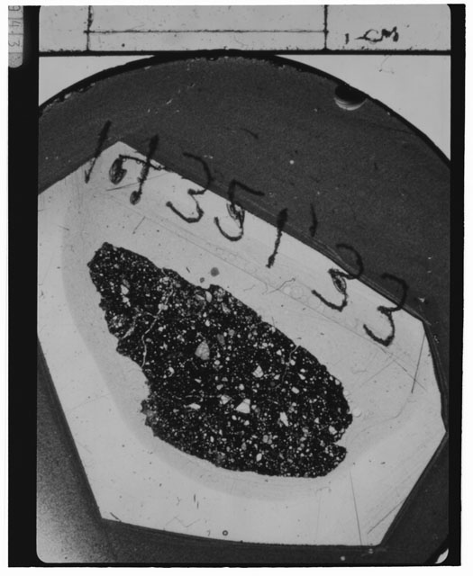 Black and White Thin Section Photo of Apollo 14 Sample 14321,33