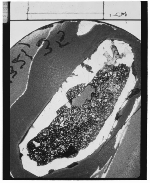 Black and White Thin Section Photo of Apollo 14 Sample 14321,35