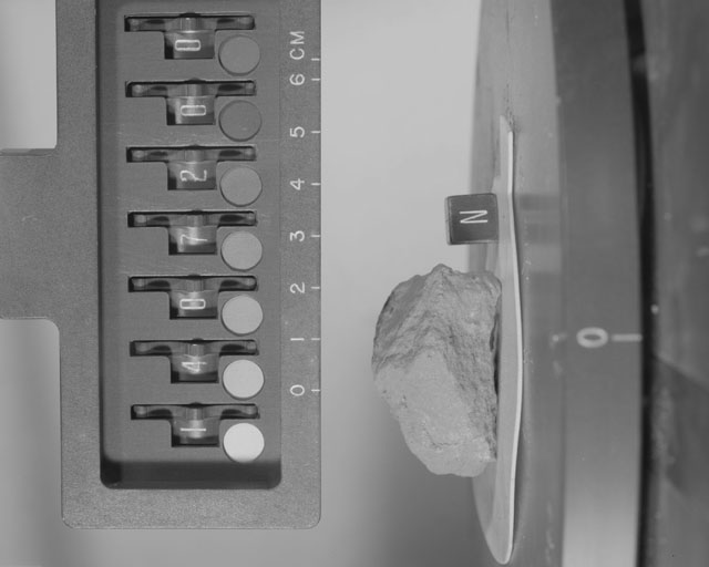Black and white photograph of Apollo 14 Sample(s) 14072,0; Stereo photo with an orientation of 0 degrees, N.
