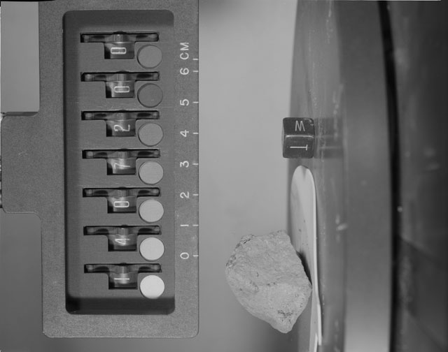 Black and white photograph of Apollo 14 Sample(s) 14072,0; Stereo photo with an orientation of 315 degrees, T,W.