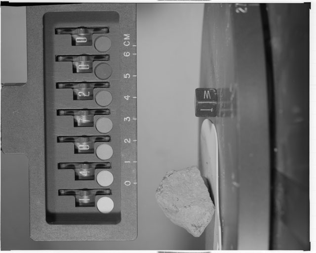 Black and white photograph of Apollo 14 Sample(s) 14072,0; Stereo photo with an orientation of 318 degrees, T,W.