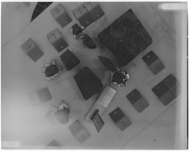 Black and White Processing Photo of Apollo 14 Sample Group 14321,70,78,81,82,85,86,88,93