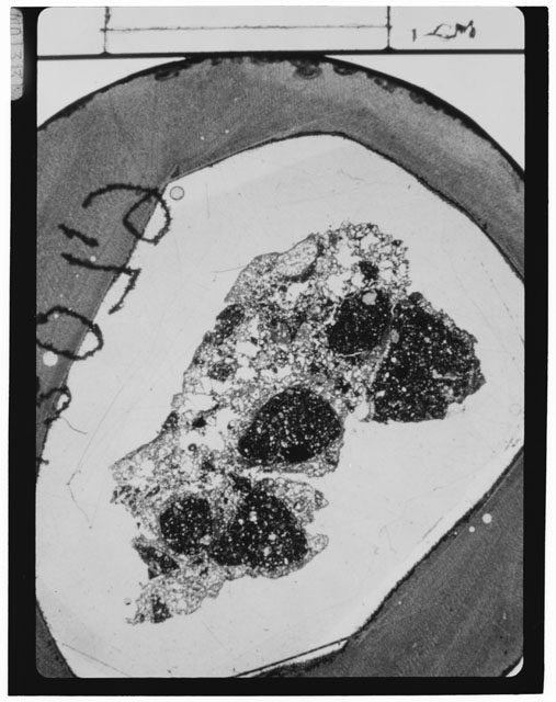 Black and white Thin Section photograph of Apollo 14 Sample(s) 14307,9.