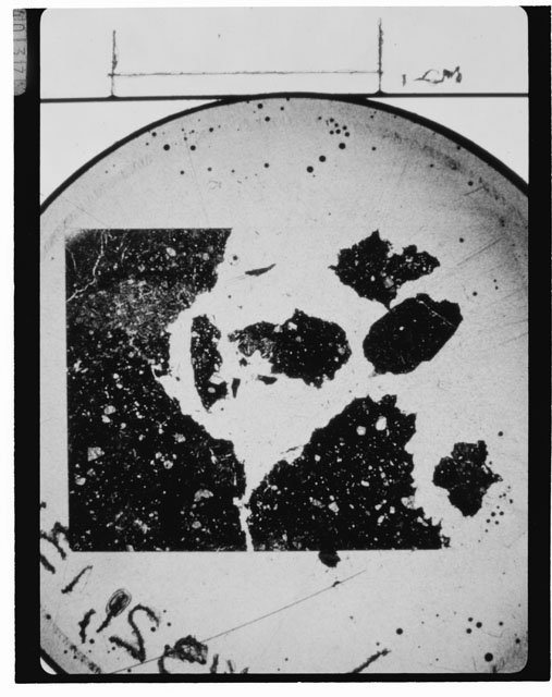 Black and White Thin Section Photo of Apollo 14 Sample 14321,131