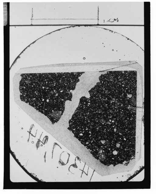 Black and white Thin Section photograph of Apollo 14 Sample(s) 14307,44.