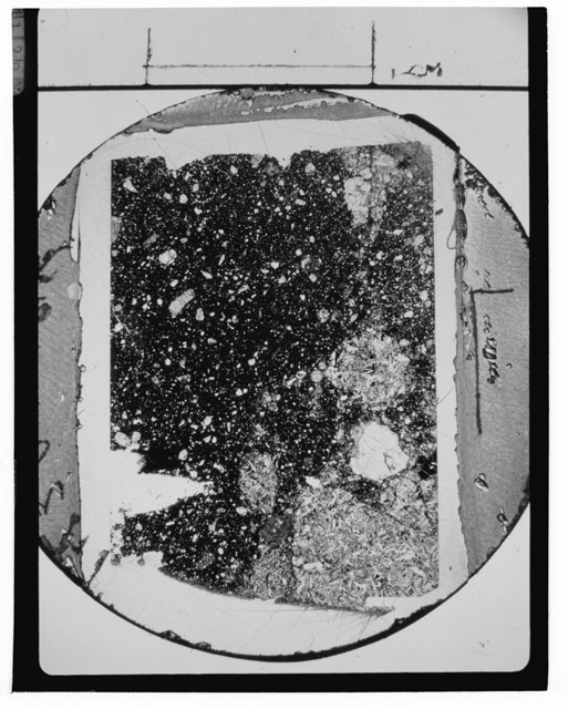 Black and White Thin Section Photo of Apollo 14 Sample 14321,198