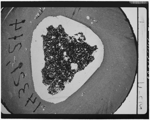 Black and White Thin Section Photo of Apollo 14 Sample 14321,214