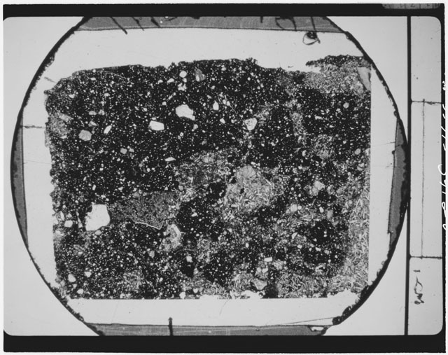 Black and White Thin Section Photo of Apollo 14 Sample 14321,199