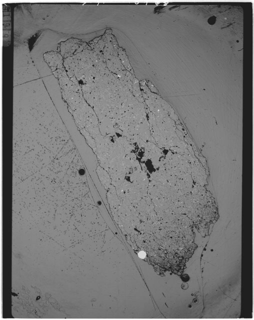 Black and white Thin Section photograph of Apollo 14 Sample(s) 14310,2 using reflective light.