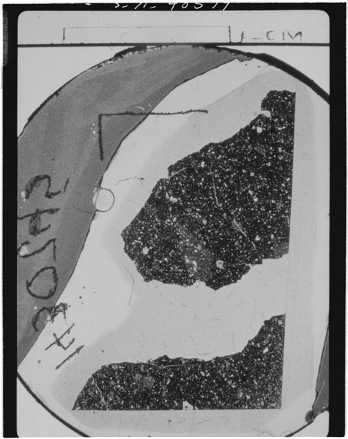 Black and white Thin Section photograph of Apollo 14 Sample(s) 14307,45.