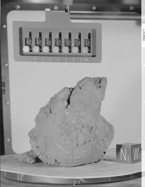 Black and White Photograph of Apollo 15 Sample(s) 15299, 0; Stereo photo with orientation 318 degrees, A.