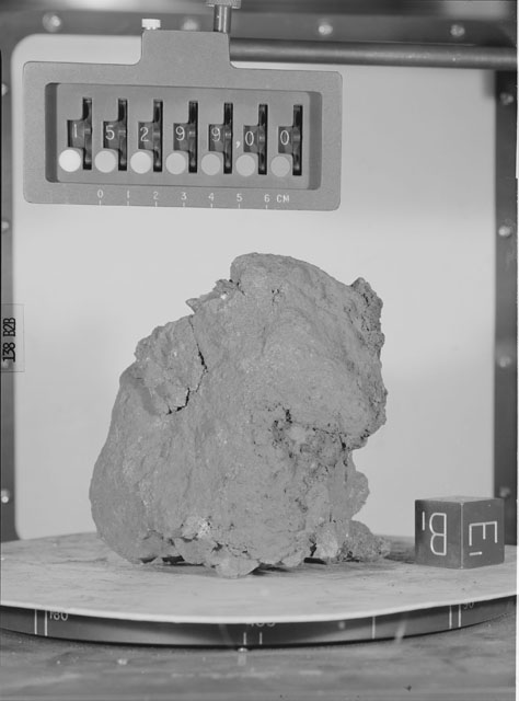 Black and White Photograph of Apollo 15 Sample(s) 15299, 0; Stereo photo with orientation 138 degrees, B.