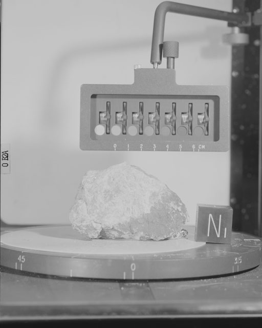 Black and White Photograph of Apollo 15 Sample(s) 15415, 0; Stereo photo with orientation 0 degrees, A.