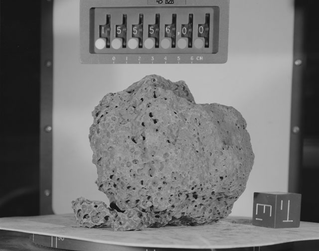 Black and White Photograph of Apollo 15 Sample(s) 15556, 0; Stereo photo with orientation 45 degrees, B.