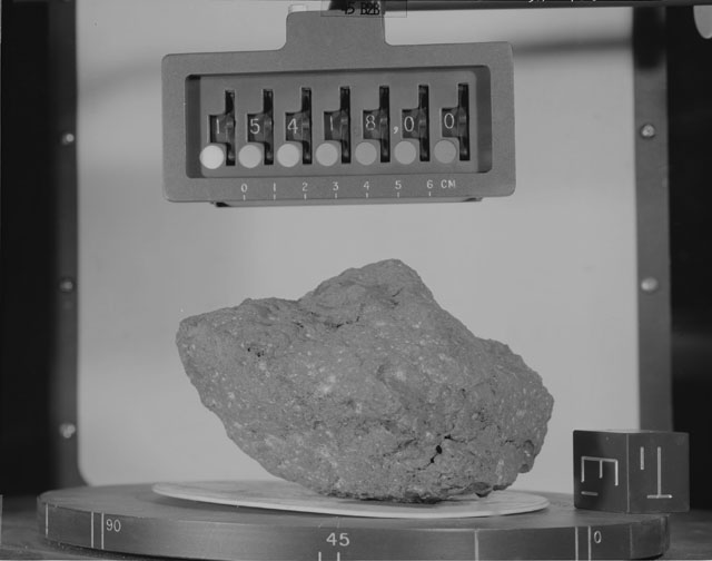 Black and White Photograph of Apollo 15 Sample(s) 15418, 0; Stereo photo with orientation 45 degrees, B.