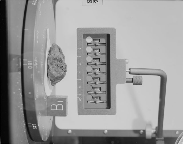 Black and White Photograph of Apollo 15 Sample(s) 15027, 0; Stereo photo with orientation 180 degrees, B.