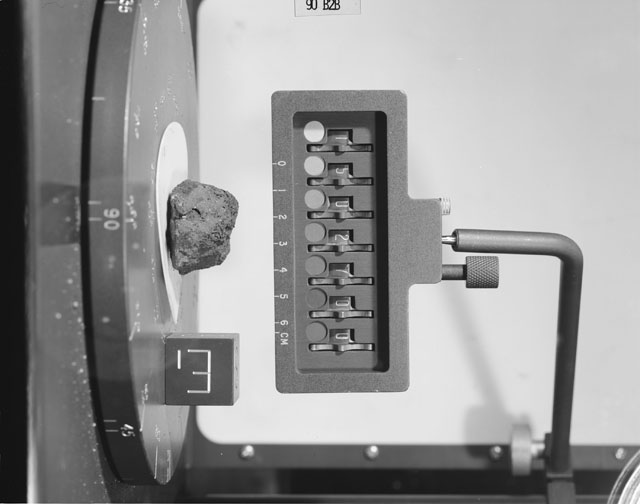 Black and White Photograph of Apollo 15 Sample(s) 15027, 0; Stereo photo with orientation 90 degrees, B.