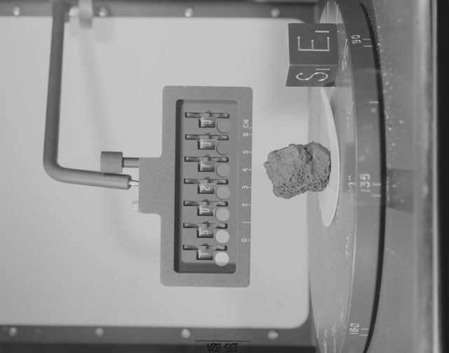 Black and White Photograph of Apollo 15 Sample(s) 15027, 0; Stereo photo with orientation 135 degrees, A.