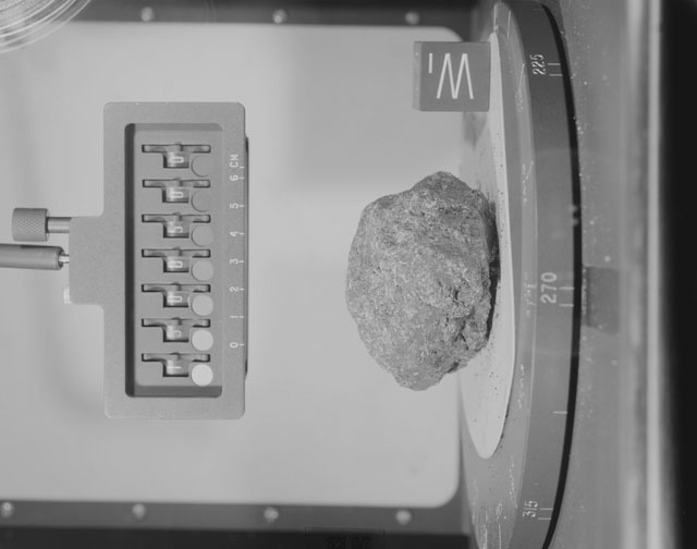 Black and White Photograph of Apollo 15 Sample(s) 15085, 0; Stereo photo with orientation 270 degrees, B.