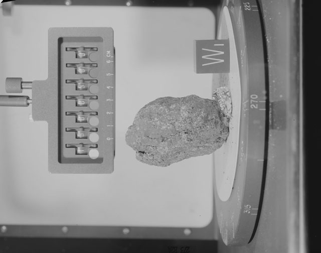Black and White Photograph of Apollo 15 Sample(s) 15085, 0; Stereo photo with orientation 273 degrees, B.