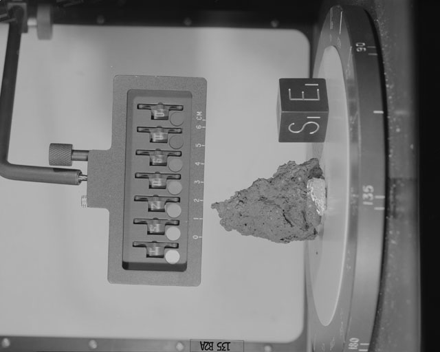Black and White Photograph of Apollo 15 Sample(s) 15206, 0; Stereo photo with orientation 135 degrees, A.