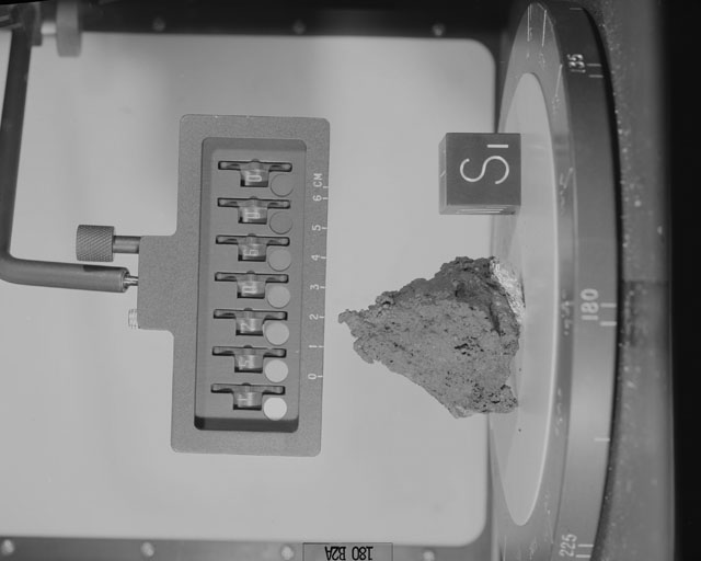 Black and White Photograph of Apollo 15 Sample(s) 15206, 0; Stereo photo with orientation 180 degrees, A.