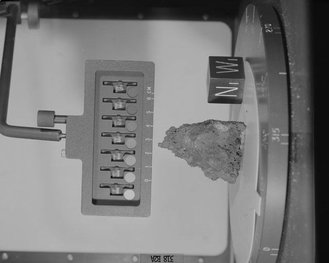 Black and White Photograph of Apollo 15 Sample(s) 15206, 0; Stereo photo with orientation 315 degrees, A.