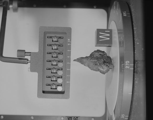 Black and White Photograph of Apollo 15 Sample(s) 15206, 0; Stereo photo with orientation 270 degrees, A.