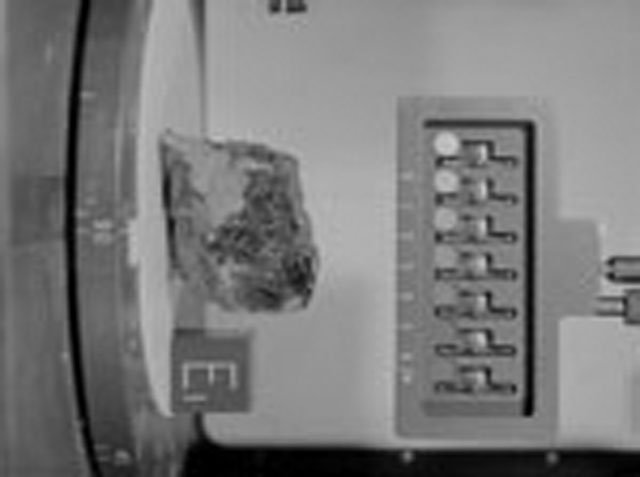 Black and White Photograph of Apollo 15 Sample(s) 15205, 0; Stereo photo with orientation 93 degrees, A.