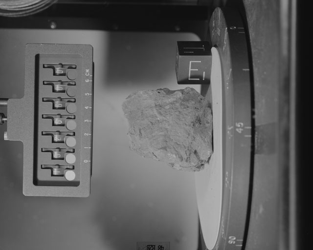Black and White Photograph of Apollo 15 Sample(s) 15266, 0; Stereo photo with orientation 48 degrees, B.