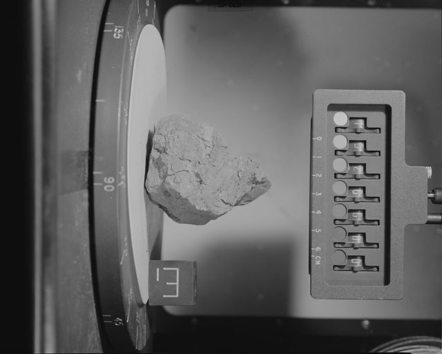 Black and White Photograph of Apollo 15 Sample(s) 15266, 0; Stereo photo with orientation 93 degrees, B.