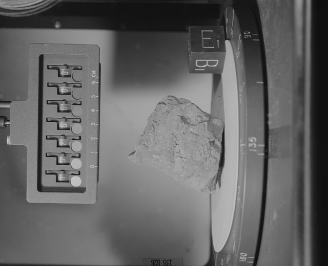 Black and White Photograph of Apollo 15 Sample(s) 15266, 0; Stereo photo with orientation 135 degrees, B.