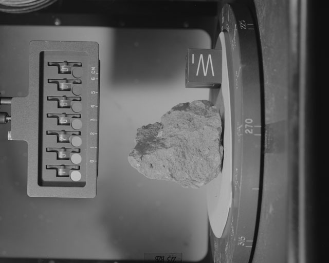 Black and White Photograph of Apollo 15 Sample(s) 15266, 0; Stereo photo with orientation 273 degrees, B.