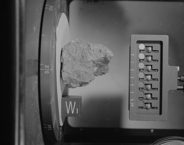 Black and White Photograph of Apollo 15 Sample(s) 15266, 0; Stereo photo with orientation 270 degrees, B.