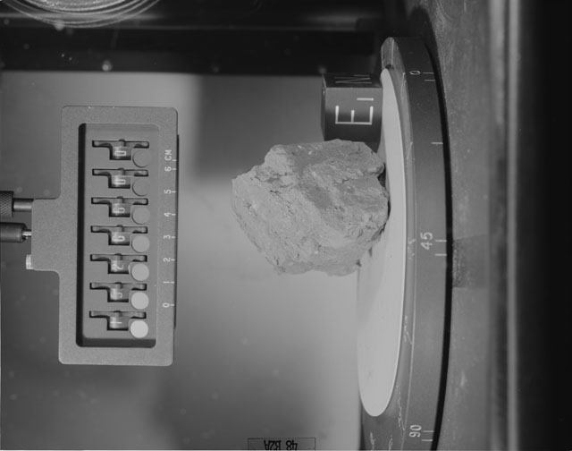 Black and White Photograph of Apollo 15 Sample(s) 15266, 0; Stereo photo with orientation 48 degrees, A.